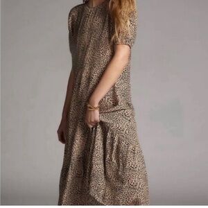 Anthropologie leopard maxi dress